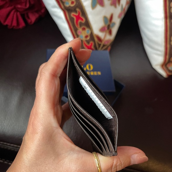 polo Ralph Lauren men’s credit card wallet in brown leather with gift box - Picture 4 of 6